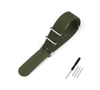 EDVTK35 Bracelet de montre côtelé 16 mm, 20, 22, 18, 19, 24, en nylon robuste, style rétro, tressé, tissu balistique(ARMY GREEN,19mm)
