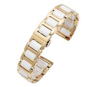 EDVTK35 Bracelet de montre en acier céramique, chaîne de montre en acier inoxydable, Compatible avec Tissot, 12 13 14 15 16 17 18 20 22mm(Golden-White,13mm)