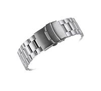 EDVTK35 Bracelet de montre en acier inoxydable 18/20/22/24 mm, avec extrémité incurvée, for hommes et femmes, en métal massif, avec double boucle de verrouillage(Silver,22mm)