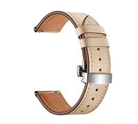 EDVTK35 Bracelet de montre en cuir compatible avec Samsung Galaxy Watch 4 3 Classic Band 42 mm / 46 mm / Active 2 40 mm 44 mm / 41 mm / 45 mm 20 mm 22 mm, Apricot Silver, For Galaxy Watch3 45