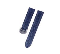 EDVTK35 Bracelet de montre en cuir Crocodile, Compatible avec Tank London Solo, for hommes et femmes, 16mm, 17mm, 18mm, 19mm, 20mm(Royal blue silver bu,15)