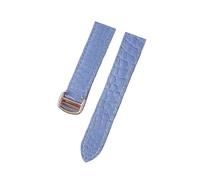 EDVTK35 Bracelet de montre en cuir Crocodile, Compatible avec Tank London Solo, for hommes et femmes, 16mm, 17mm, 18mm, 19mm, 20mm(Haze blue rose,18)
