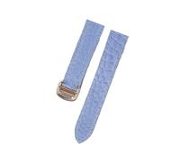 EDVTK35 Bracelet de montre en cuir Crocodile, Compatible avec Tank London Solo, for hommes et femmes, 16mm, 17mm, 18mm, 19mm, 20mm(Haze blue gold,20)