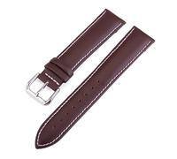 EDVTK35 Bracelet De Montre En Cuir Véritable 10 Mm 12 Mm 14 Mm 16 Mm 18 Mm 19 Mm 20 Mm 21 Mm 22 Mm 24 Mm Bracelet De Montre Avec Broches(White thread Coffee,18mm)