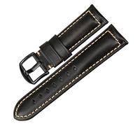 EDVTK35 Bracelet De Montre Fait À La Main, 20mm 22mm 24mm, Boucle Noire, Vintage, Cire D'huile, Cuir, Compatible Avec Fossil Band(Black B,19mm)