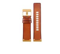 EDVTK35 Bracelet de montre rétro en cuir véritable de qualité for hommes, Compatible avec DZ4343 DZ4323 DZ7406, bracelet de montre Vintage en cuir italien 22mm 24mm 26mm(B brown-golden,26mm)
