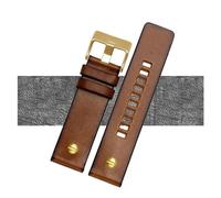 EDVTK35 Bracelet de montre rétro en cuir véritable de qualité for hommes, Compatible avec DZ4343 DZ4323 DZ7406, bracelet de montre Vintage en cuir italien 22mm 24mm 26mm(Brown-gold rivet,28mm)