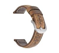 EDVTK35 Bracelet de montre tendance en cuir véritable huilé et ciré, 19 mm, 20 mm, 21 mm, 22 mm, 23 mm, 24 mm, marron, bleu, noir(Crazy horse brown2,20mm)