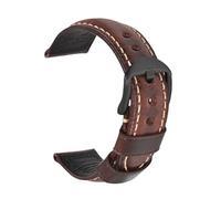 EDVTK35 Bracelet de montre tendance en cuir véritable huilé et ciré, 19 mm, 20 mm, 21 mm, 22 mm, 23 mm, 24 mm, marron, bleu, noir(Oil wax Wine red-B,21mm)