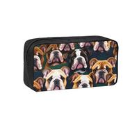 EdWal Adorable trousse à crayons avec imprimé bouledogue anglais - Grande capacité - Avec fermeture éclair - Durable - Pour papeterie
