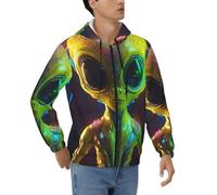 EdWal Alien Planet Print Sweat à capuche décontracté à fermeture éclair intégrale pour homme - Sweat à capuche à manches longues et fermeture éclair, Noir , M