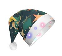 EdWal Atomic Stars Bonnet de Noël lumineux à motif rétro avec lumières LED, chapeau de Père Noël d'hiver unisexe