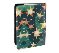 EdWal Atomic Stars Étui de passeport en cuir avec porte-cartes imprimé rétro pour homme et femme, Noir , Taille unique