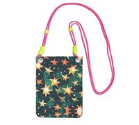 EdWal Atomic Stars Sac à bandoulière imprimé rétro pour femme, mini porte-monnaie pour téléphone, joli portefeuille pour téléphone, cadeau de randonnée, voyage, Fuchsia, Taille unique