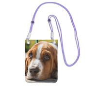 EdWal Basset Hound Sac à bandoulière pour femme, mini porte-monnaie pour téléphone, joli portefeuille pour téléphone, cadeau de randonnée, voyage, violet, Taille unique