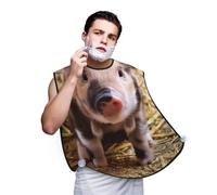 EdWal Bavoir à barbe avec imprimé cochon mignon pour homme Matériau anti-adhésif Tablier pour coiffer et tailler, Noir , taille unique