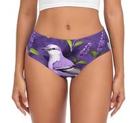 EdWal Bird In Purple Lavender Floral Flowers Print Womens High Size Slips Culottes Culotte Évacuation de l'humidité Sous-vêtements Bikini Slip, Noir , XXL