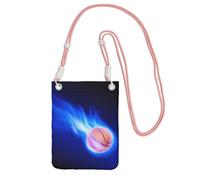 EdWal Blue Fire Sac à bandoulière imprimé ballon de basket-ball pour femme, mini porte-monnaie pour téléphone, joli portefeuille pour téléphone, cadeau de randonnée, voyage, rose, Taille unique