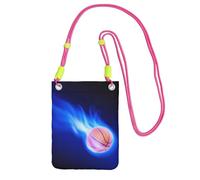 EdWal Blue Fire Sac à bandoulière imprimé ballon de basket-ball pour femme, mini porte-monnaie pour téléphone, joli portefeuille pour téléphone, cadeau de randonnée, voyage, Fuchsia, Taille unique