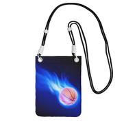 EdWal Blue Fire Sac à bandoulière imprimé ballon de basket-ball pour femme, mini porte-monnaie pour téléphone, joli portefeuille pour téléphone, cadeau de randonnée, voyage, Noir , Taille unique