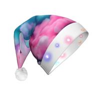 EdWal Bonnet de Noël à imprimé de bonbons en coton rose avec lumières LED, chapeau de Père Noël d'hiver unisexe