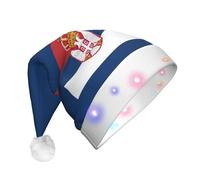 EdWal Bonnet de Noël à imprimé drapeau de la Serbie - Bonnet de Noël lumineux - Chapeaux tricotés avec lumières LED - Chapeau de Père Noël d'hiver unisexe