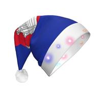 EdWal Bonnet de Noël à imprimé drapeau du Cambodge - Chapeaux de Noël lumineux - Chapeaux tricotés avec lumières LED - Chapeau de Père Noël d'hiver unisexe