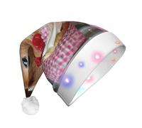 EdWal Bonnet de Noël lumineux à LED pour cochons d'Inde et cupcakes - Chapeaux tricotés avec lumières LED, chapeau de Père Noël d'hiver unisexe