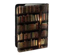 EdWal Book Room Étui de passeport en cuir avec porte-cartes pour homme et femme Motif bibliothèque mystérieuse, Noir , Taille unique