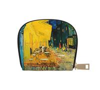 EdWal Cafe Terrace at Night Print Card Holder Unisex Credit Card Case for Men and Women Leather Card Holder Slim Business Card Holder, blanc, Taille unique