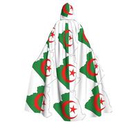 EdWal Cape à capuche unisexe pour adultes avec drapeau de l'Algérie et carte imprimée
