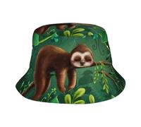 EdWal Chapeau bob mignon et amusant paresseux relaxant sur l'arbre de la jungle pour femmes hommes chapeau de pêcheur plage chapeau d'été pour femme chapeau de soleil pour protection noir, Noir ,