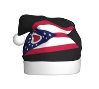 EdWal Chapeau de Père Noël en peluche imprimé drapeau de l'État de l'Ohio, chapeaux de Noël pour adultes, couvre-chefs de vacances confortables, pour fêtes de Noël