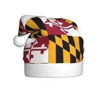 EdWal Chapeau de Père Noël en peluche imprimé drapeau de l'État du Maryland, chapeaux de Noël pour adultes, couvre-chefs de vacances confortables, pour fêtes de Noël