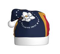 EdWal Chapeau de Père Noël en peluche imprimé drapeau de l'État du Mississippi, chapeaux de Noël pour adultes, couvre-chefs de vacances confortables, pour fêtes de Noël