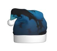 EdWal Chapeau de Père Noël en peluche imprimé requins marteaux, chapeaux de Noël pour adultes, couvre-chefs de vacances confortables, pour fêtes de Noël