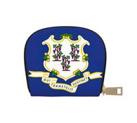 EdWal Connecticut State Flag Print Card Holder Unisex Credit Card Case for Men and Women Leather Card Holder Slim Business Card Holder, blanc, Taille unique