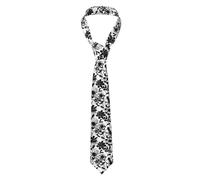 EdWal Cravate pour homme avec imprimé corbeau noir sur une branche - Cravate amusante - Pour fête de mariage et réunion, Fleurs noires et blanches., taille unique