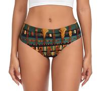 EdWal Culotte taille haute africaine pour femme - Imprimé classique - Évacuation de l'humidité - Sous-vêtements bikini, Noir , XL