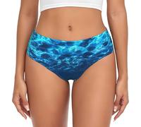 EdWal Culotte taille haute pour femme avec impression sous-marine vue sur l'océan, Noir , L
