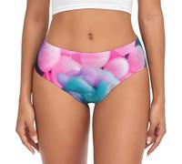 EdWal Culotte taille haute pour femme avec imprimé barbe à papa rose, Noir , XXL