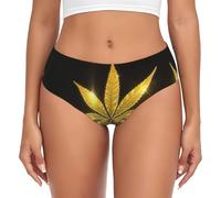 EdWal Culotte taille haute pour femme avec imprimé canna oré, Noir , 3XL