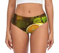 EdWal Culotte taille haute pour femme avec imprimé citron jaune, Noir , XL