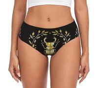 EdWal Culotte taille haute pour femme avec imprimé couronne d'insectes, sous-vêtements évacuant l'humidité, sous-vêtements bikini, Noir , M