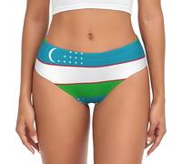 EdWal Culotte taille haute pour femme avec motif drapeau de la République d'Ouzbékistan, sous-vêtements anti-humidité, sous-vêtements bikini, Noir , 4XL