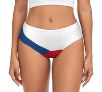 EdWal Culotte taille haute pour femme avec motif drapeau de la République tchèque, sous-vêtement évacuant l'humidité, sous-vêtement bikini, Noir , 3XL