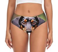 EdWal Dachshund Weiner Pet Dogs Print Culotte taille haute pour femme Évacuation de l'humidité, Noir , 3XL