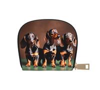 EdWal Dachshund Weiner Porte-cartes de crédit unisexe en cuir pour homme et femme, blanc, Taille unique