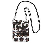 EdWal Dachshund Weiner Sac à bandoulière imprimé chien pour femme, mini sac à main pour téléphone, joli portefeuille pour téléphone, cadeau de randonnée, voyage, Noir , Taille unique