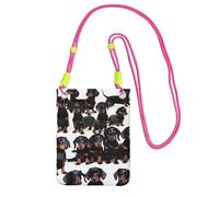 EdWal Dachshund Weiner Sac à bandoulière imprimé chien pour femme, mini sac à main pour téléphone, joli portefeuille pour téléphone, cadeau de randonnée, voyage, Fuchsia, Taille unique